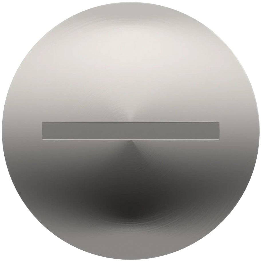 Disque métallique rond avec une fente horizontale au centre.