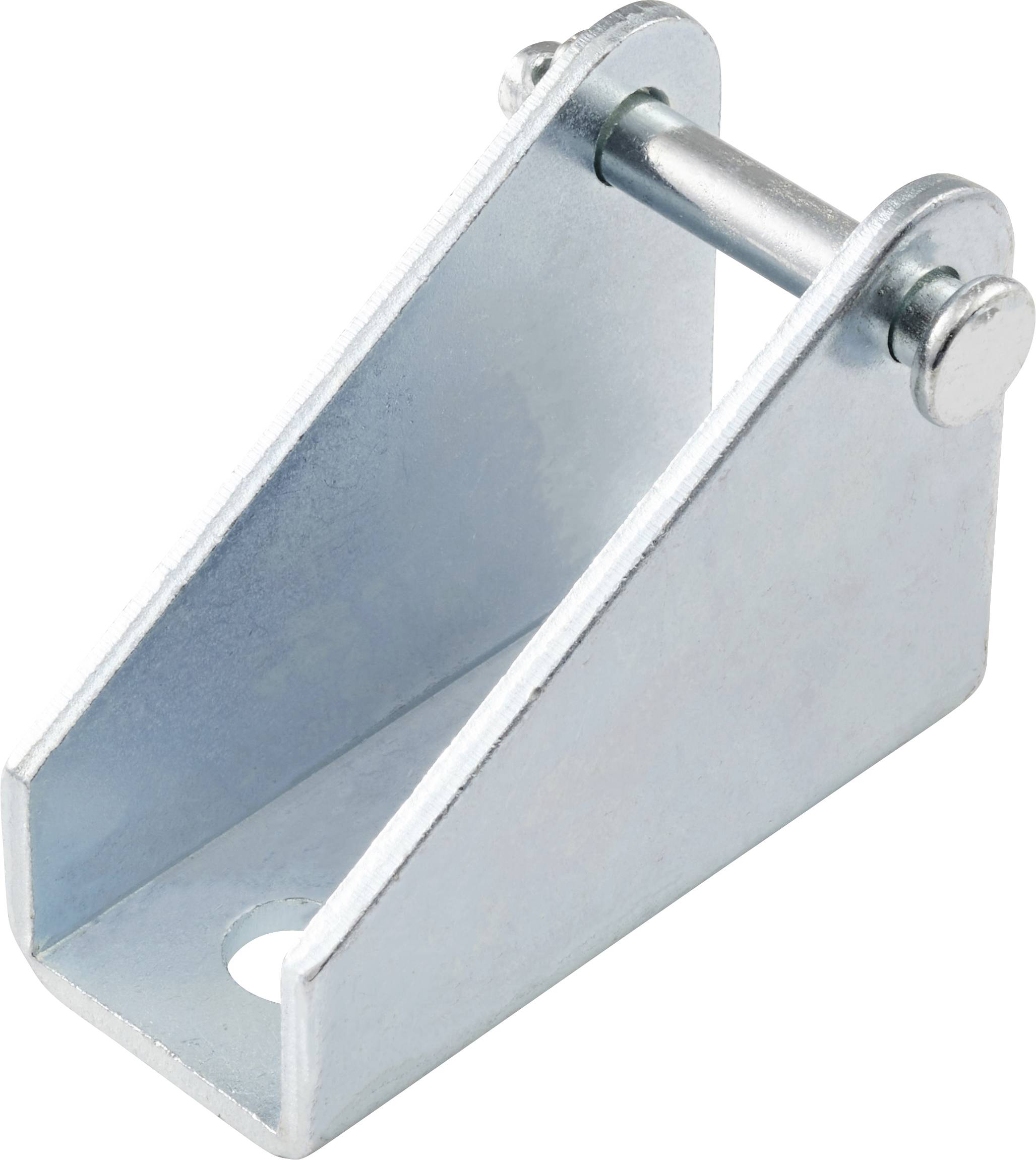 Support d'angle métallique avec boulon, de forme triangulaire, adapté aux connexions et fixations mécaniques.