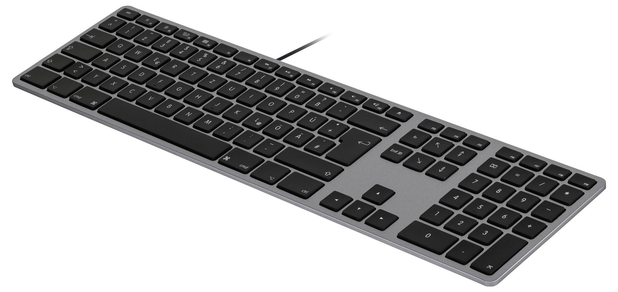 Matias FK318B-DE Wired Aluminium Keyboard for Mac USB Clavier allemand, QWERTZ, Mac gris sidéral