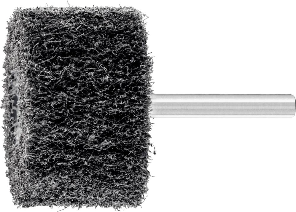 Un embout de polissage noir avec une poignée cylindrique. Utilisé pour les travaux de meulage et de polissage sur différentes surfaces.