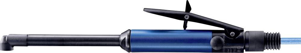 Fer à friser avec poignée bleue et pince noire. Adapté pour créer des boucles sur différentes longueurs de cheveux.