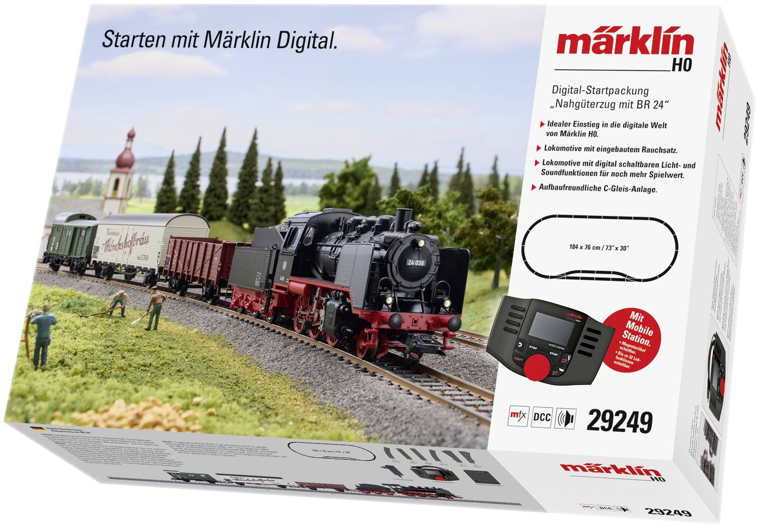 Märklin 29249 Kit de démarrage numérique H0 train de marchandises avec BR 24 de la DB