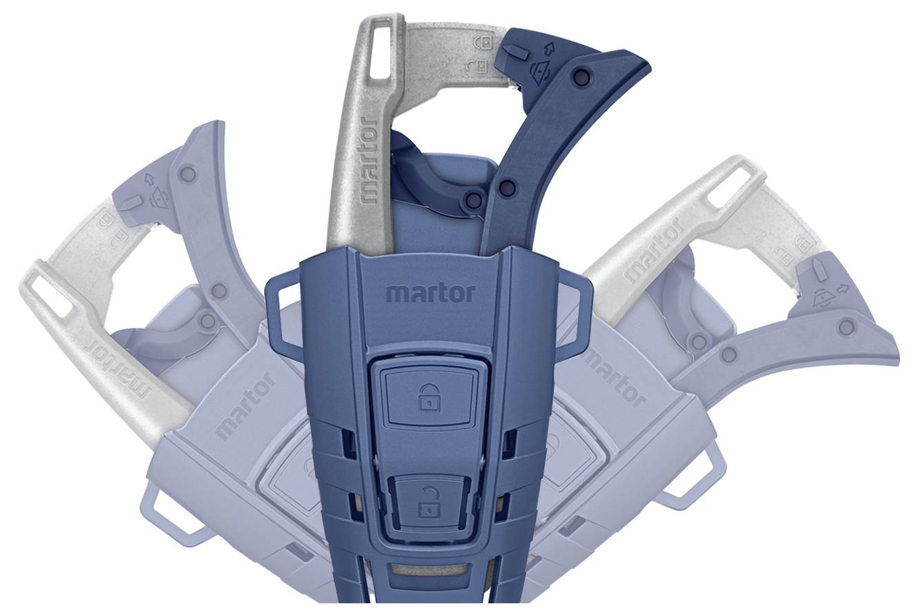 Un couteau de sécurité bleu et sûr avec une lame rétractable et une poignée ergonomique. Idéal pour une coupe précise et une protection optimale.