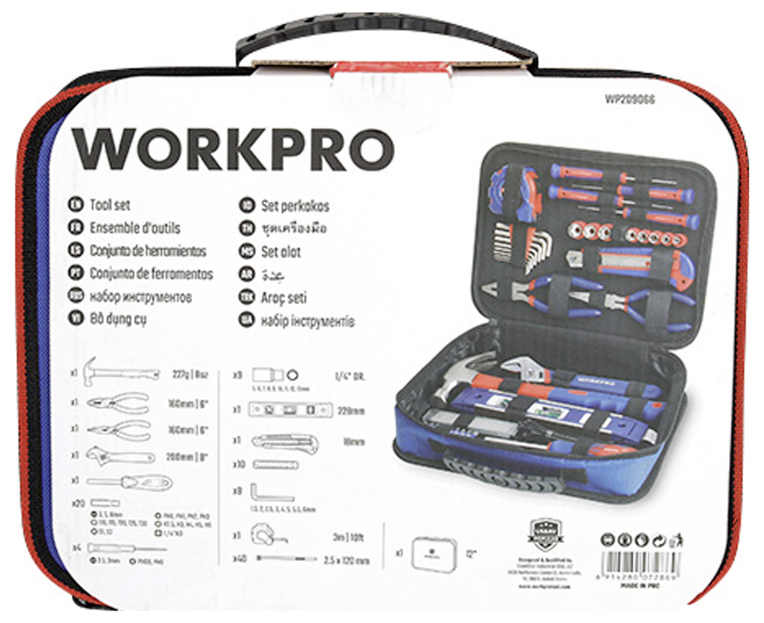 Coffret à outils comprenant divers instruments tels que des pinces, des tournevis et des clés à molette, rangés dans un étui compact.