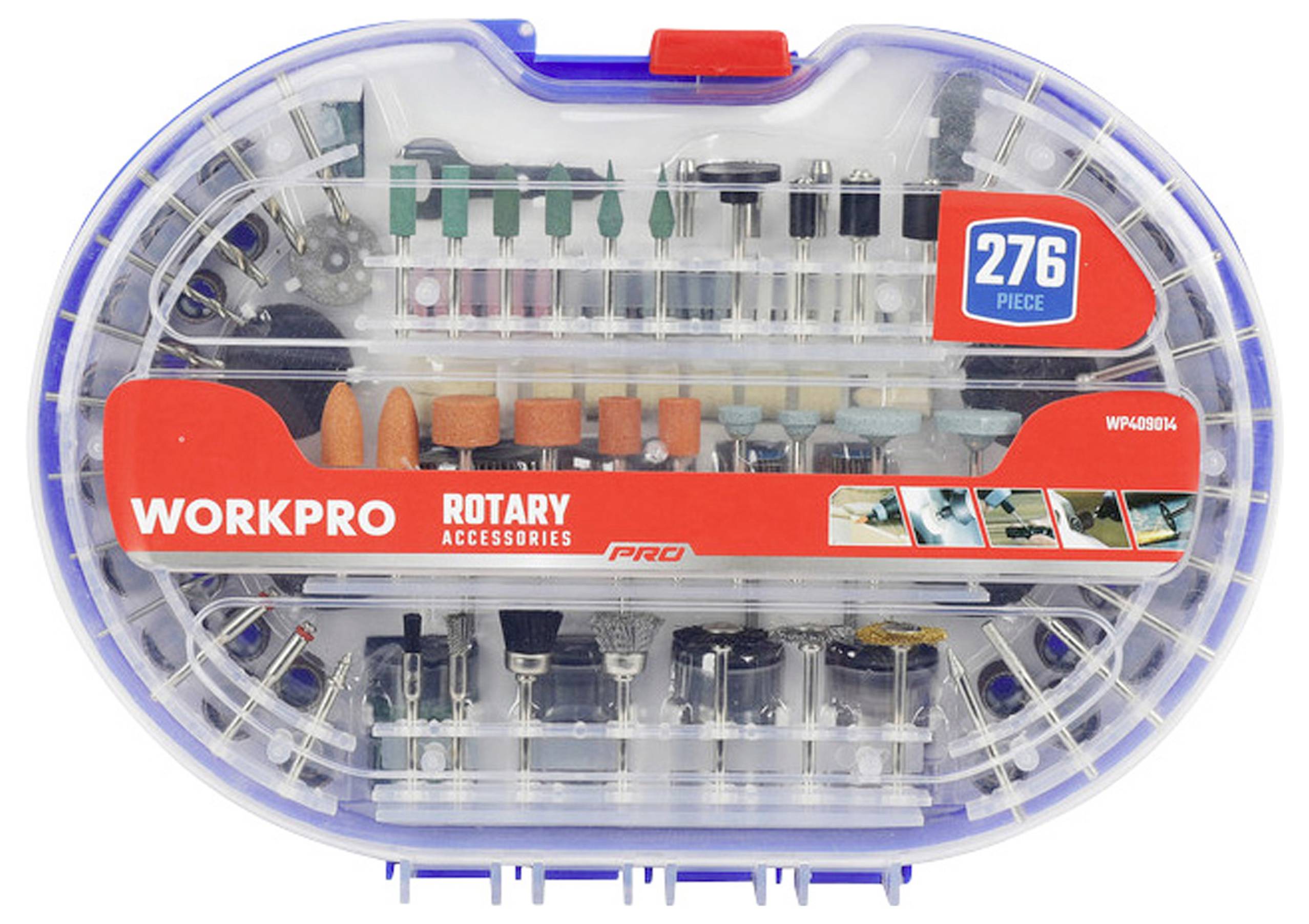 Mallette à outils avec accessoires de 276 pièces pour outils rotatifs, comprenant divers embouts de meulage, de coupe et de polissage.