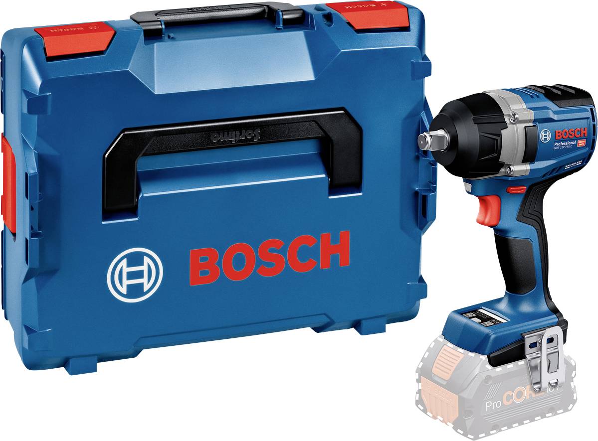 Visseuse à chocs Bosch avec mallette de transport, adaptée aux travaux artisanaux professionnels, disponible en bleu et rouge.