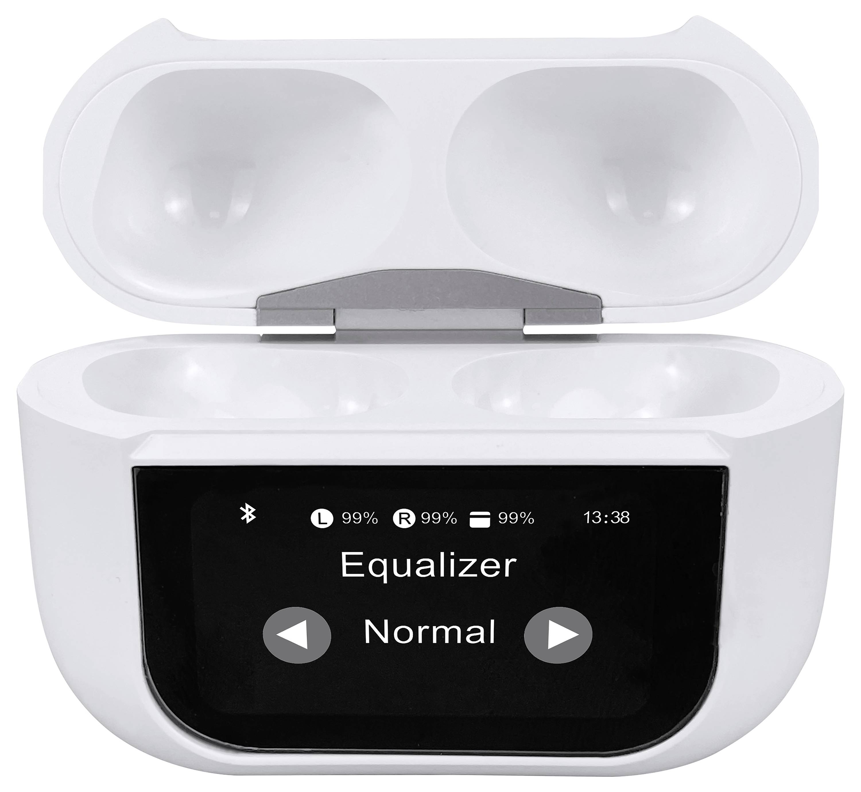 Music Man BT-X72 Oreillette Bluetooth Stereo blanc Noise Cancelling affichage de la charge de la batterie, micro-casque, boîtier