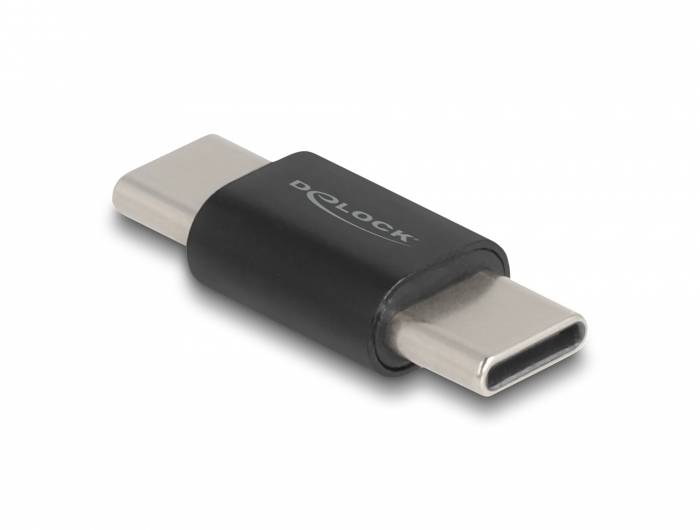 Un adaptateur USB-C présente deux fiches USB-C. Conçu pour une connexion et un transfert de données transparents entre appareils.