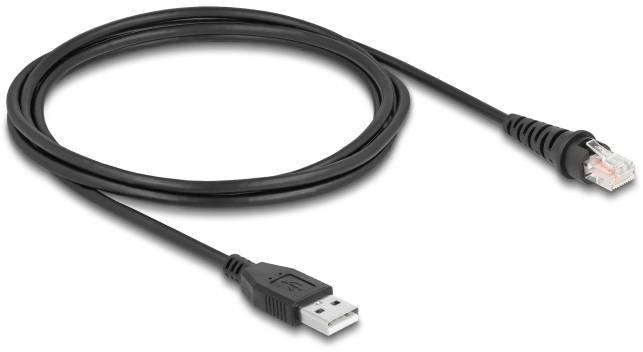 Un câble noir USB vers Ethernet, utilisé pour connecter des ordinateurs à des réseaux.