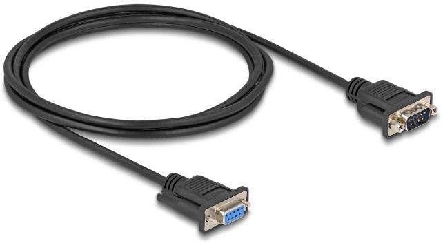 Câble VGA noir avec deux fiches de connexion, utilisé pour connecter des périphériques vidéo à des moniteurs ou des projecteurs.