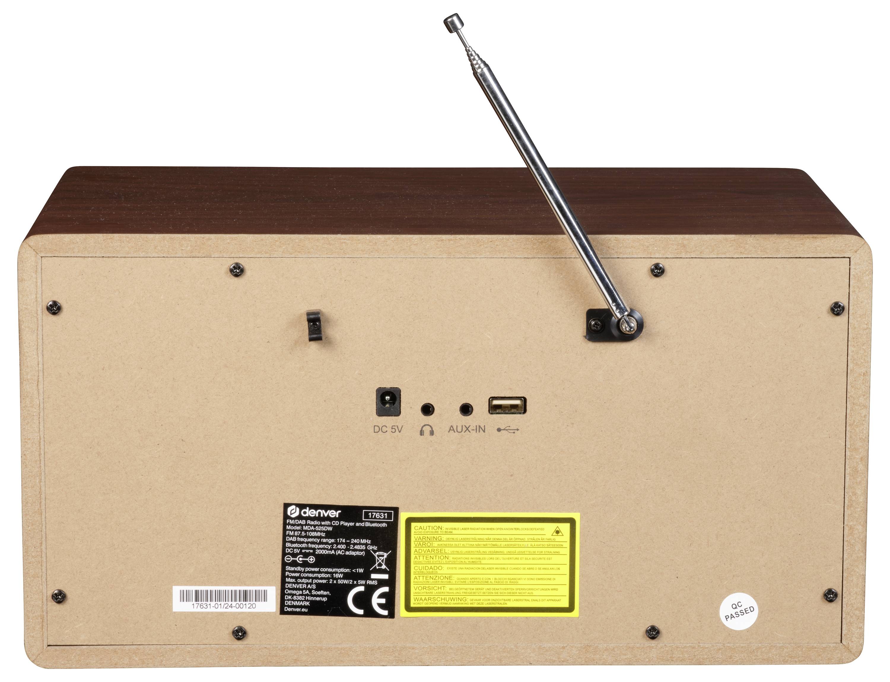 Denver MDA-525DW DARK WOOD Radio de table DAB+, FM bois marron (satiné)