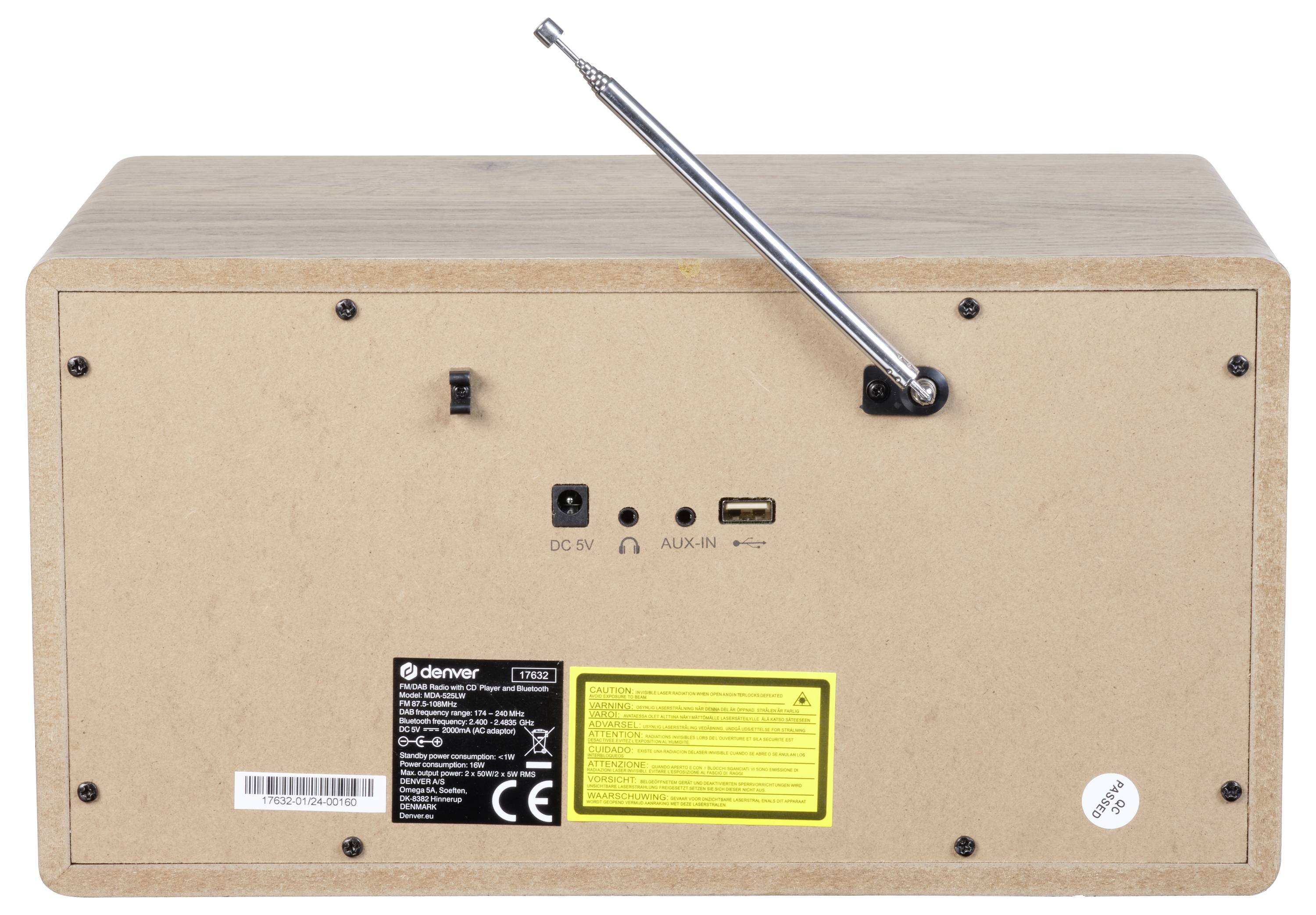 Denver MDA-525LW LIGHT WOOD Radio de table DAB+, FM bois (clair)