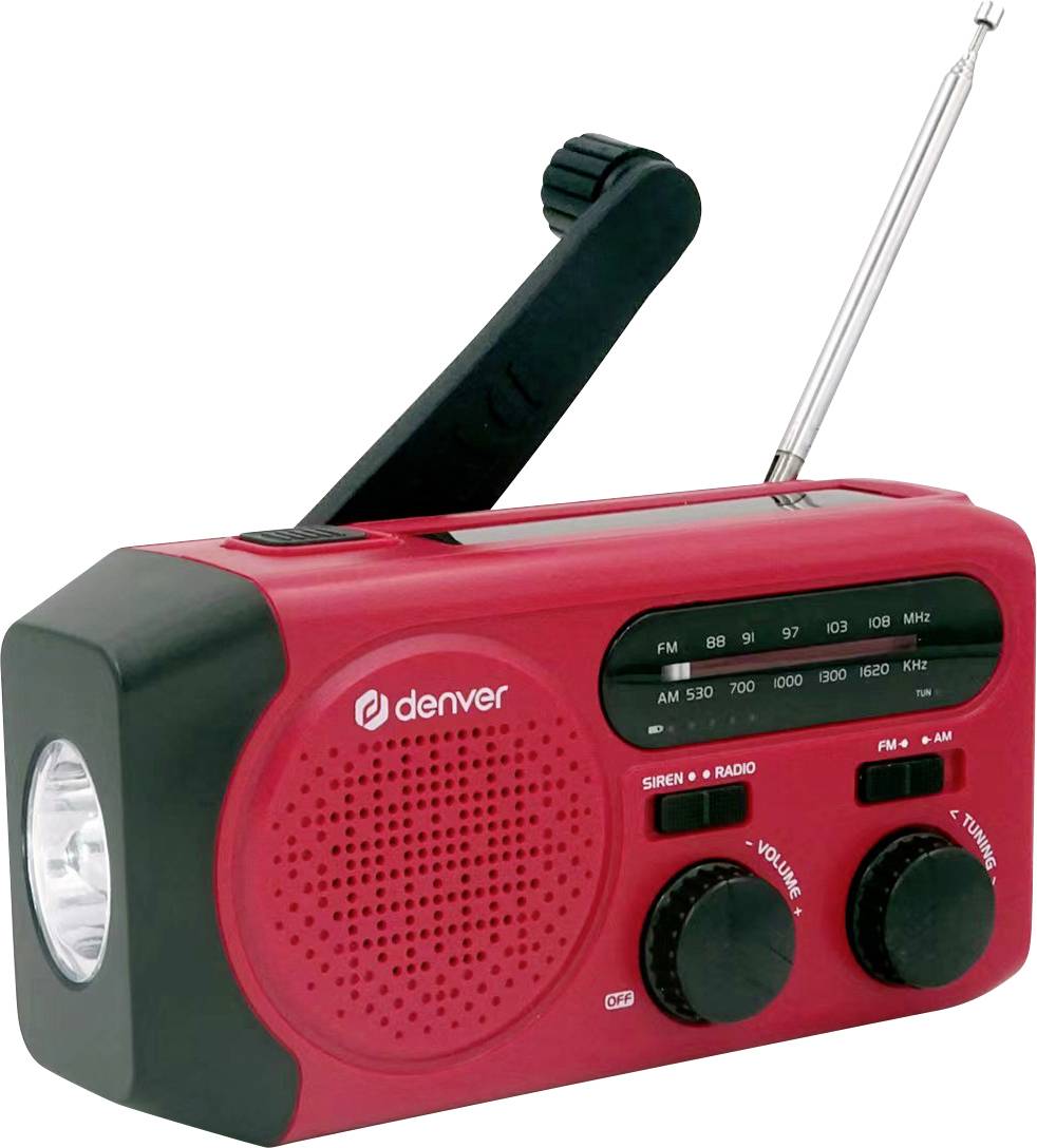 Denver SCR-2010 Radio d'urgence FM, AM rouge, noir