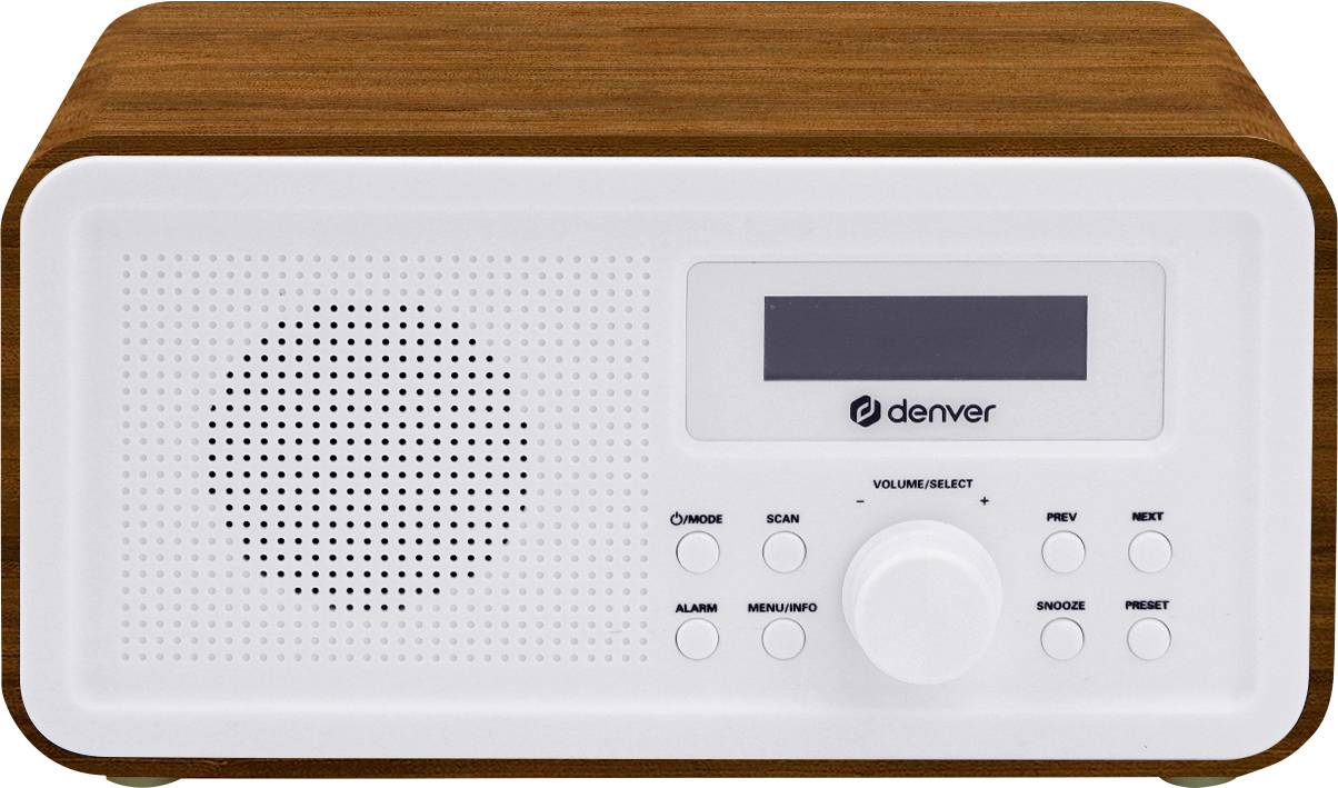 Denver DAB-30DW Dark Wood Radio de table DAB+, FM fonction réveil bois marron (satiné)