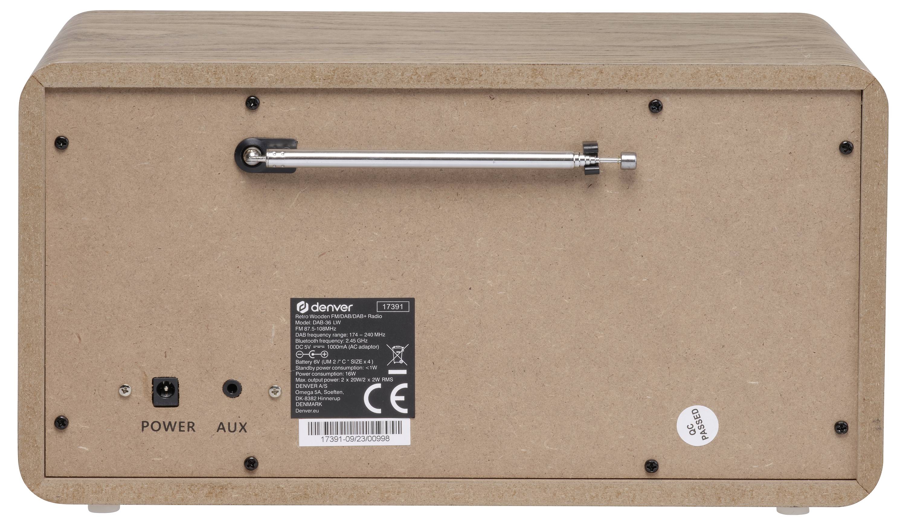 Denver DAB-36LW LIGHT WOOD Radio de table DAB+, FM bois mat