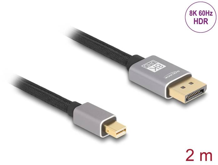 Un câble DisplayPort de 2 mètres, prenant en charge 8K à 60 Hz HDR.