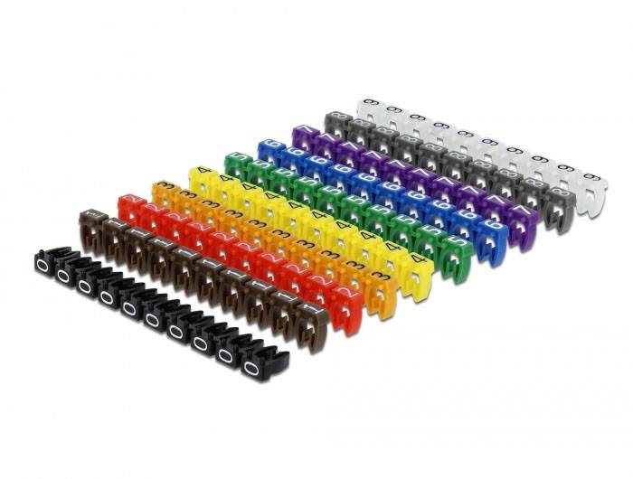 Delock 18304 18304 Assortiment pour étiquetage de câbles Type de montage: à clipser 10 couleurs Nombre de marqueurs: 100 1 pc(s)