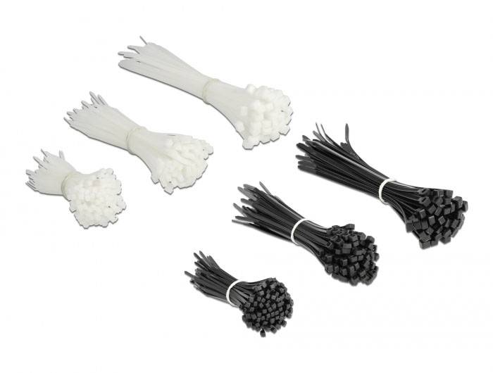 Delock 19355 Assortiment de serre-câbles noir, blanc 1 set