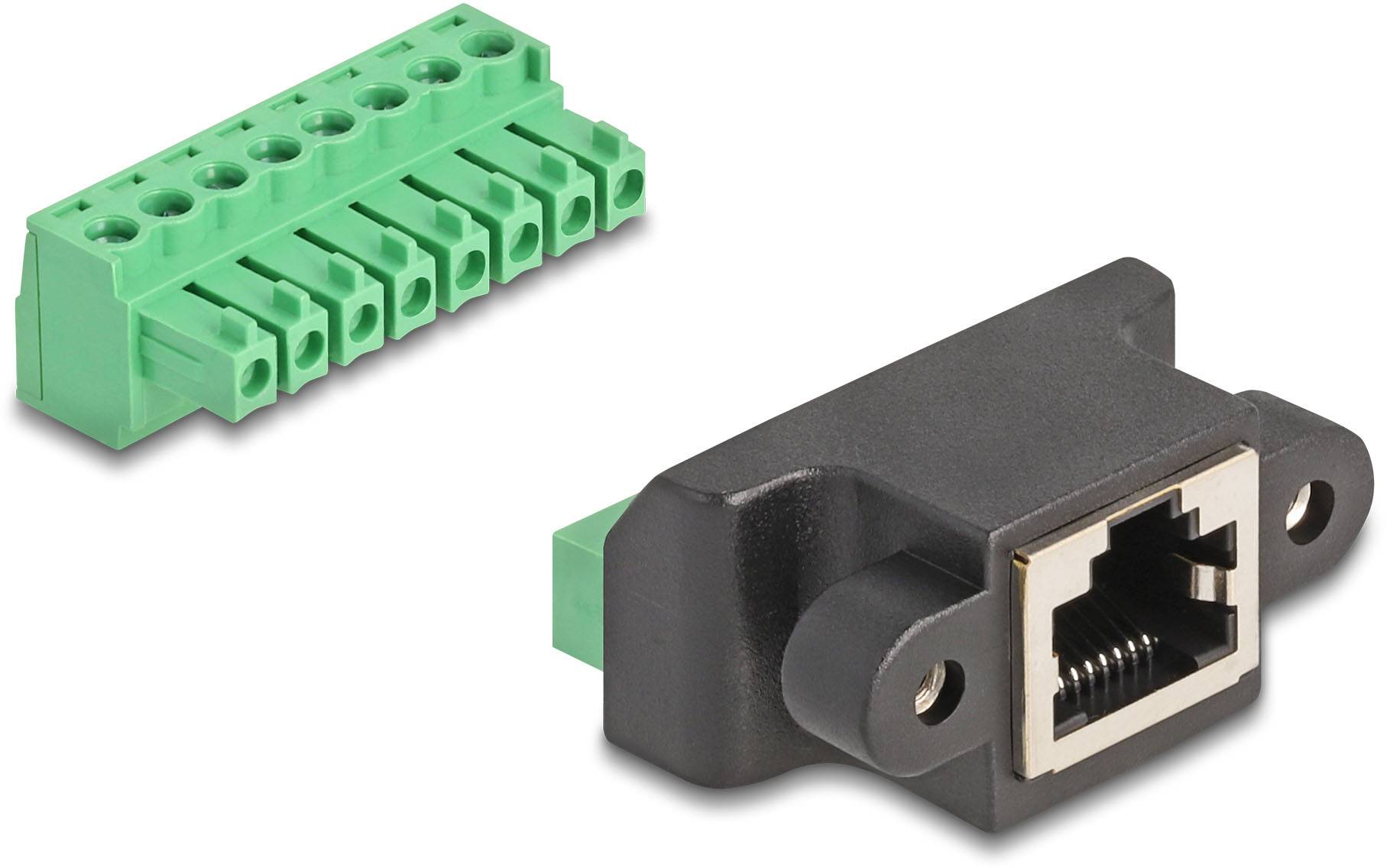Delock RJ45 réseau informatique Adaptateur [1x RJ45 femelle - 1x prise femelle] noir, vert