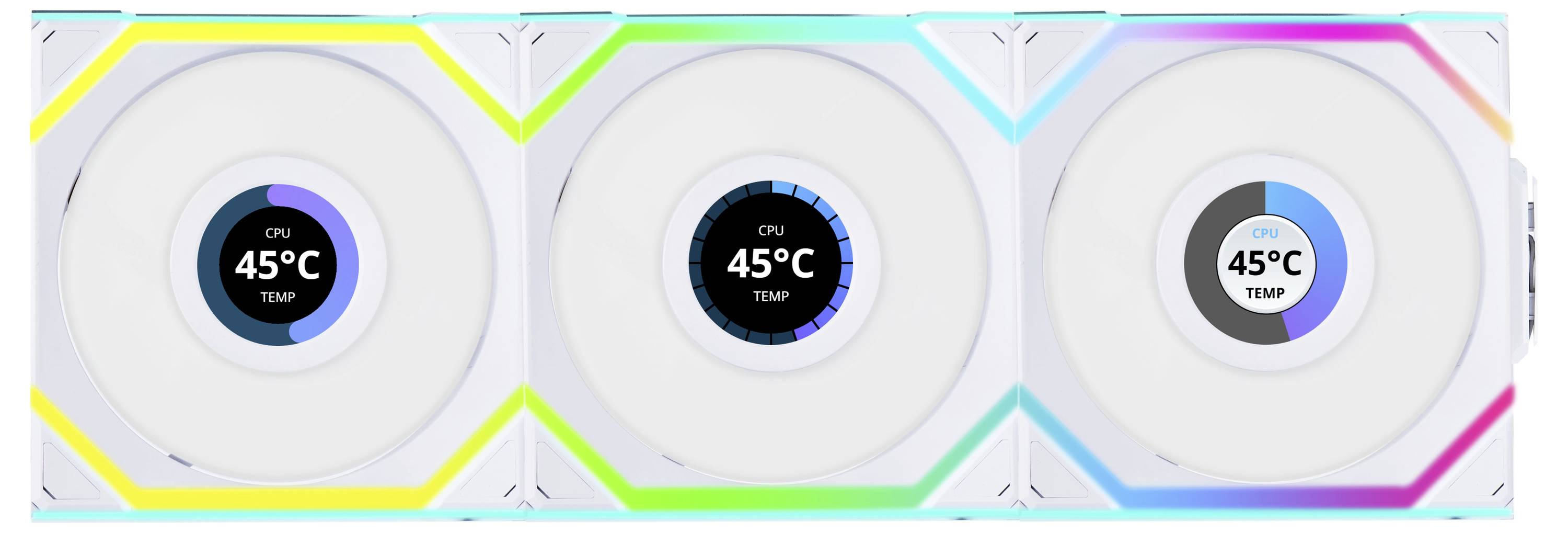 Lian Li Lian Li UNI FAN SL Wireless LCD Lüfter, ARGB, PWM, 3er-Pack inkl. Controlle Ventilateur pour PC blanc (l x H x P) 120