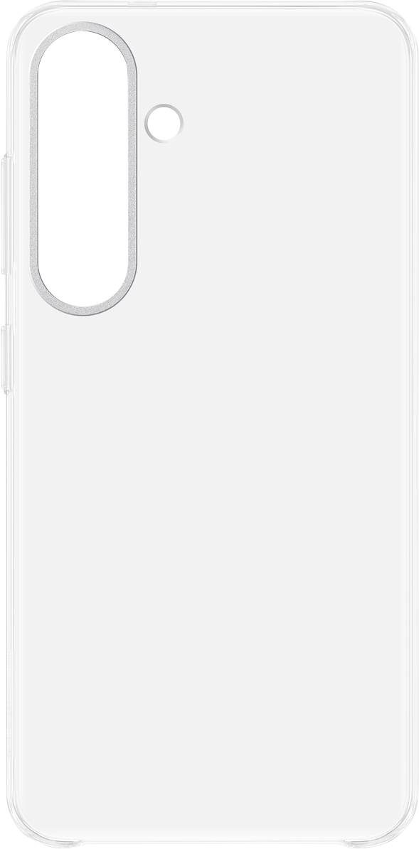 Coque de smartphone transparente avec découpes pour la caméra et le flash.