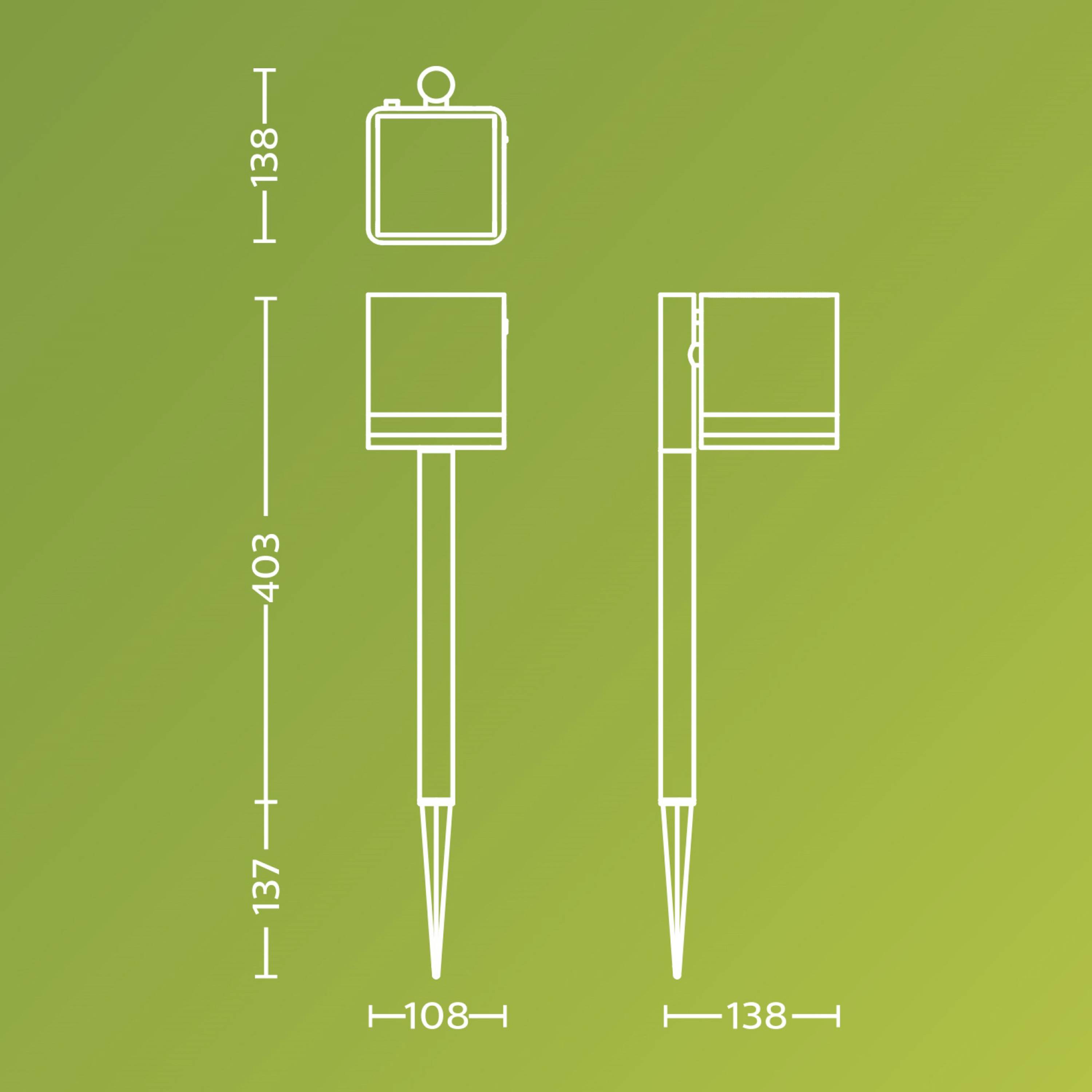Lampadaire d'extérieur solaire Philips LED 929004658801 Virona LED LED intégrée 1.8 W noir