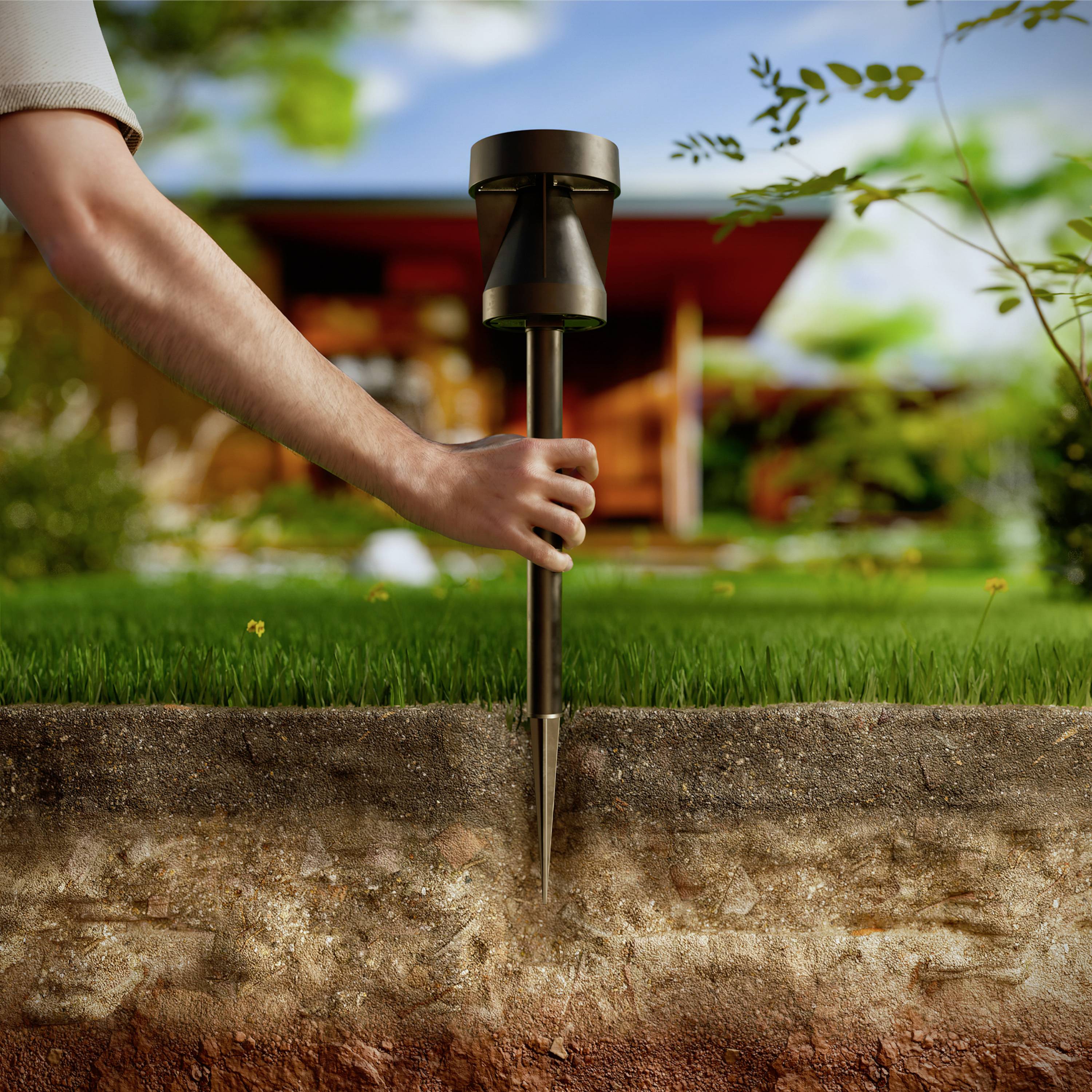 Lampadaire d'extérieur solaire Philips LED 929004659001 Avery LED LED intégrée 1.8 W noir