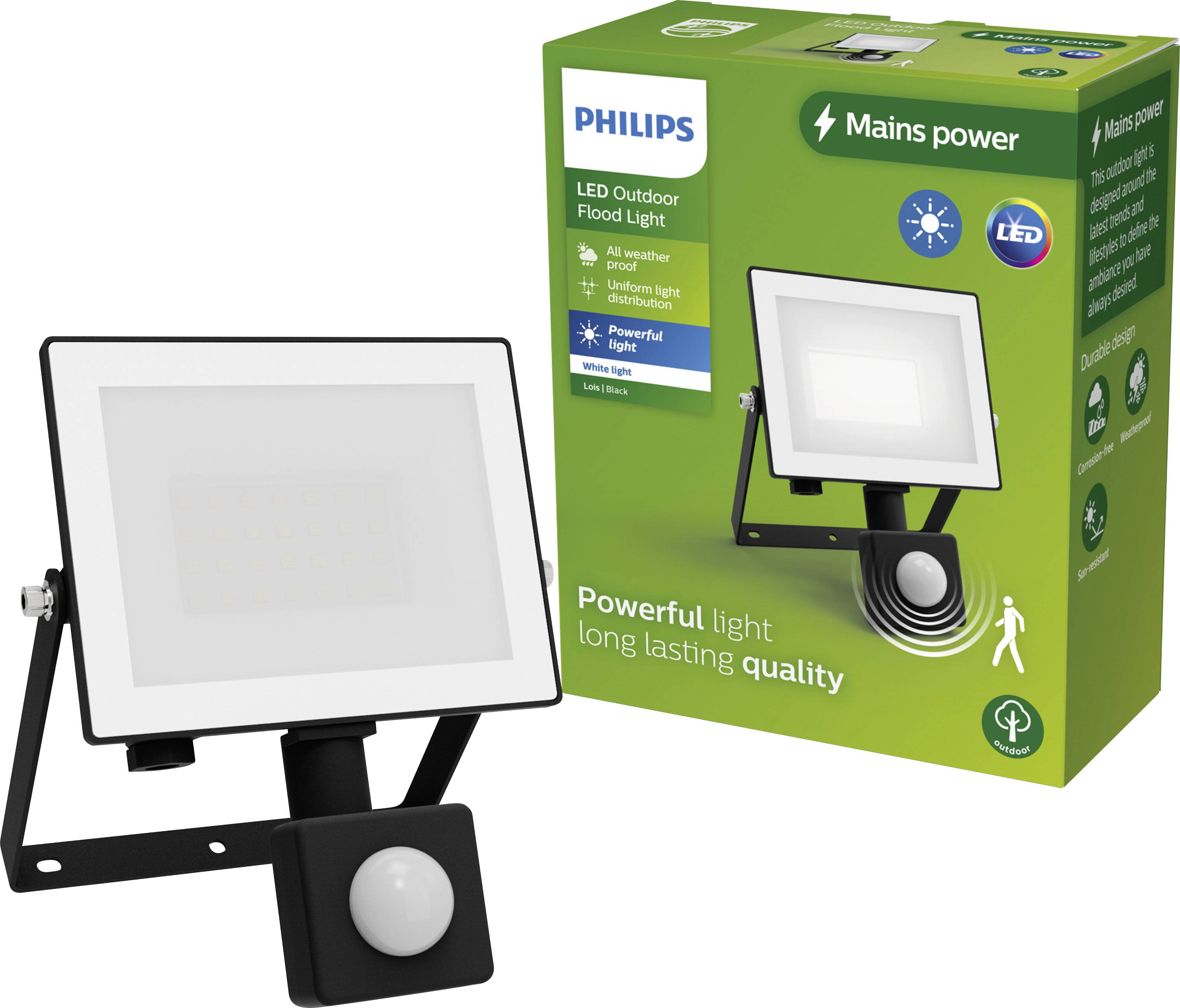 Philips LED Lois 929004642201 Projecteur LED extérieur avec détecteur de mouvements 20 W Couleur d'éclairage (ampoule LED): blanc