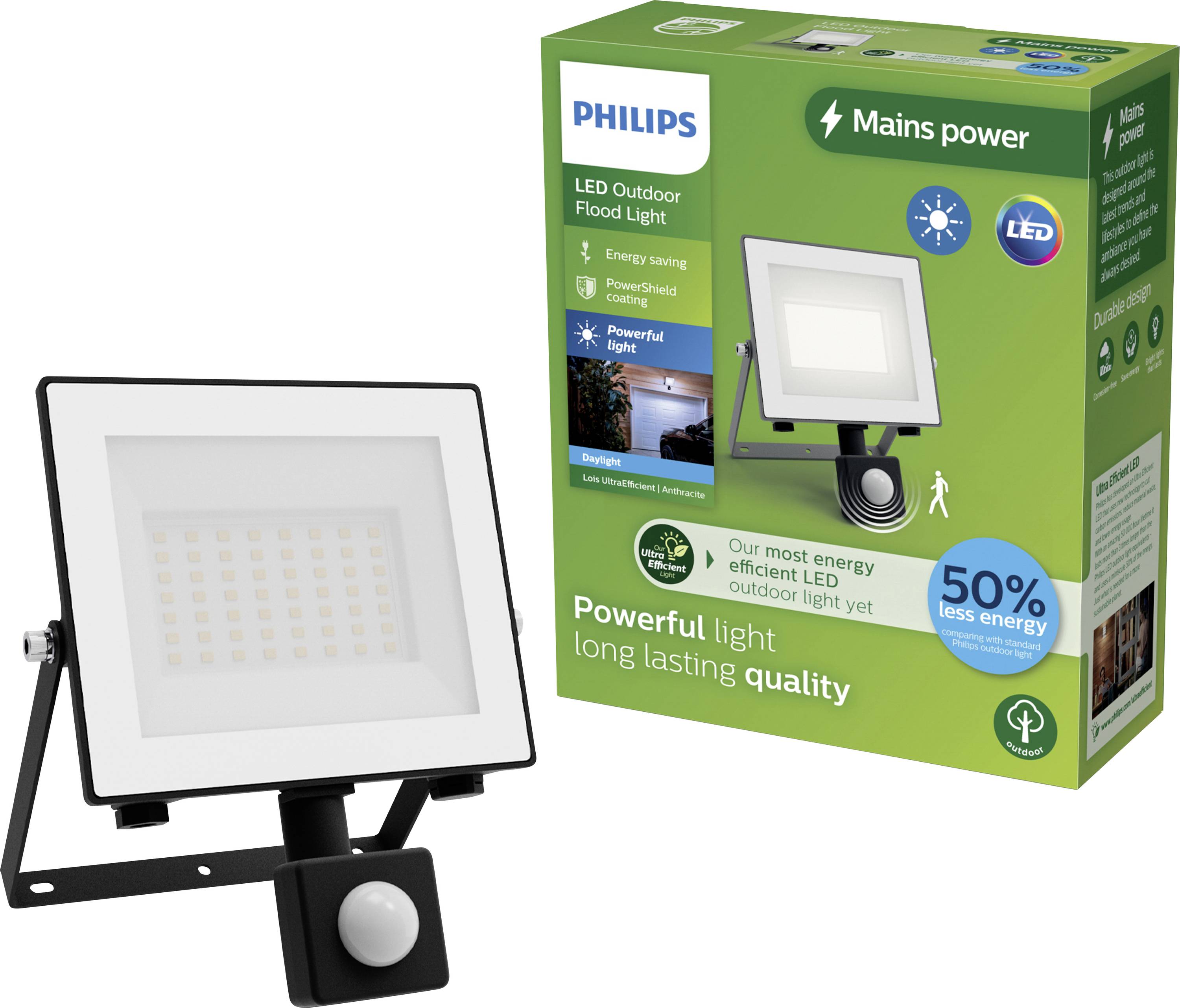 Philips LED Lois 929004643301 Projecteur LED extérieur avec détecteur de mouvements 14 W Couleur d'éclairage (ampoule LED): blanc