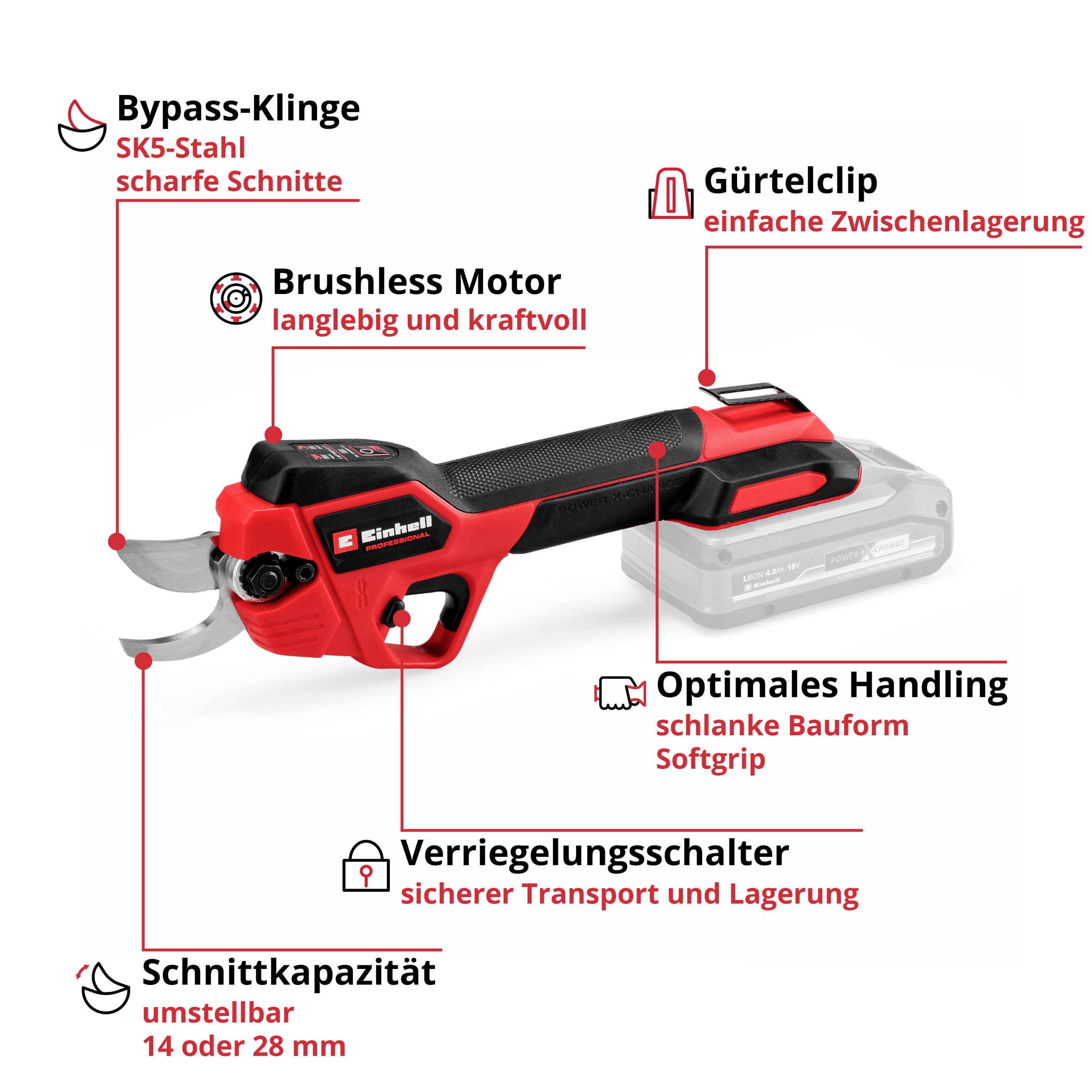 Einhell Professional 3408320 GP-LS 18/28 Li BL-Solo Coupe-branches