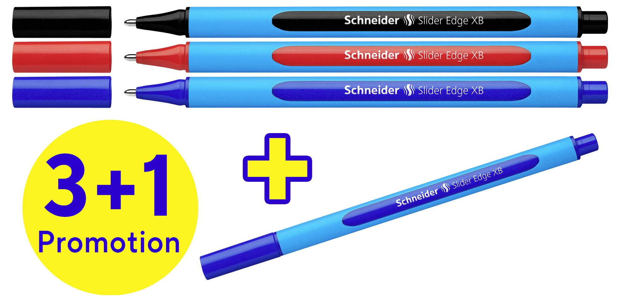 Schneider Schreibgeräte Kugelschreiber Slider Edge XB 4er Kartonetui, 3+1 Aktion 152271 Stylo-bille 4 pc(s)