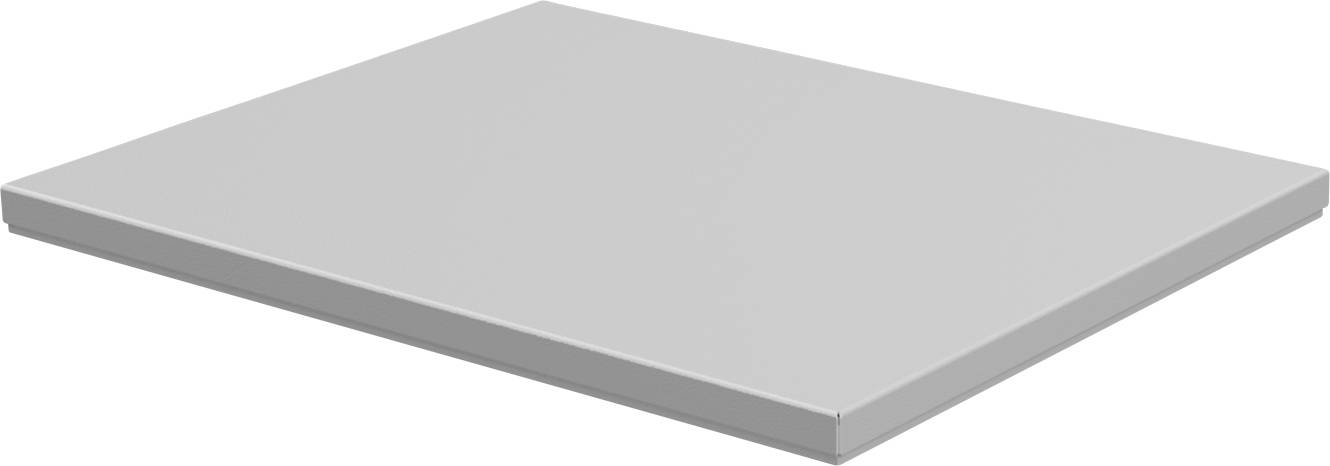 Une plaque rectangulaire grise, posée à plat devant un fond neutre.