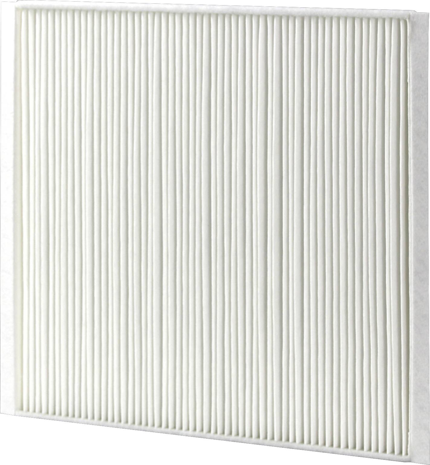 Filtre à air à nervures blanches verticales, de forme rectangulaire.