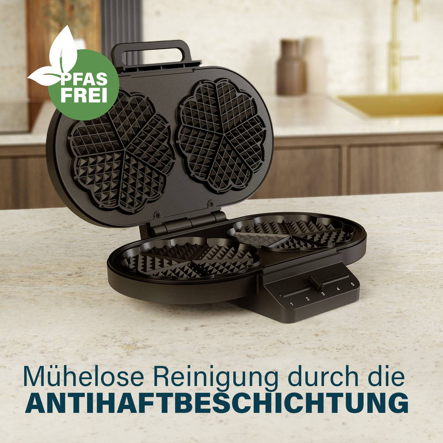 Princess Double gaufrier revêtement anti-adhésif, sans BPA, protection contre la surchauffe noir