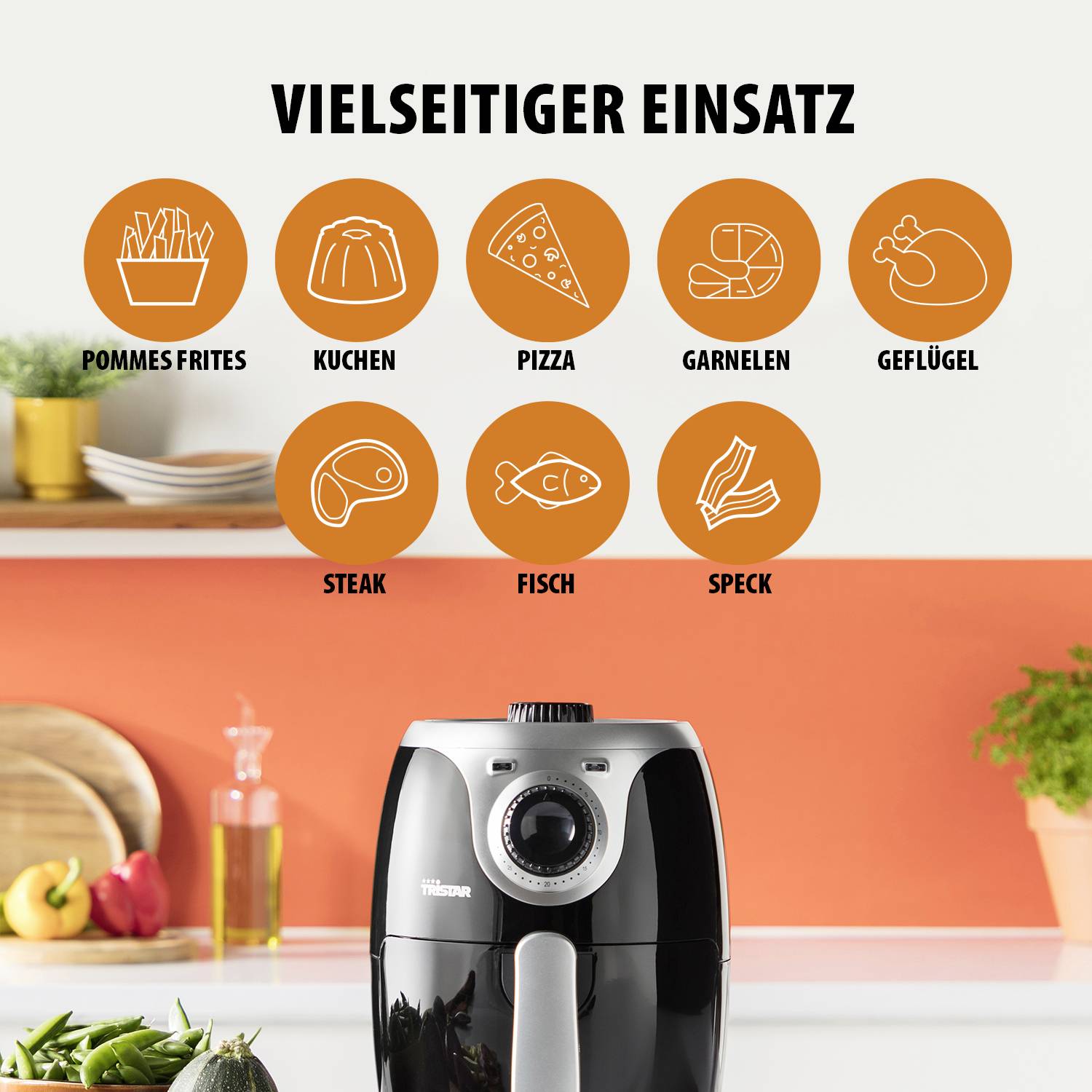 Tristar Friteuse à air chaud 2 l 1000 W noir, argent