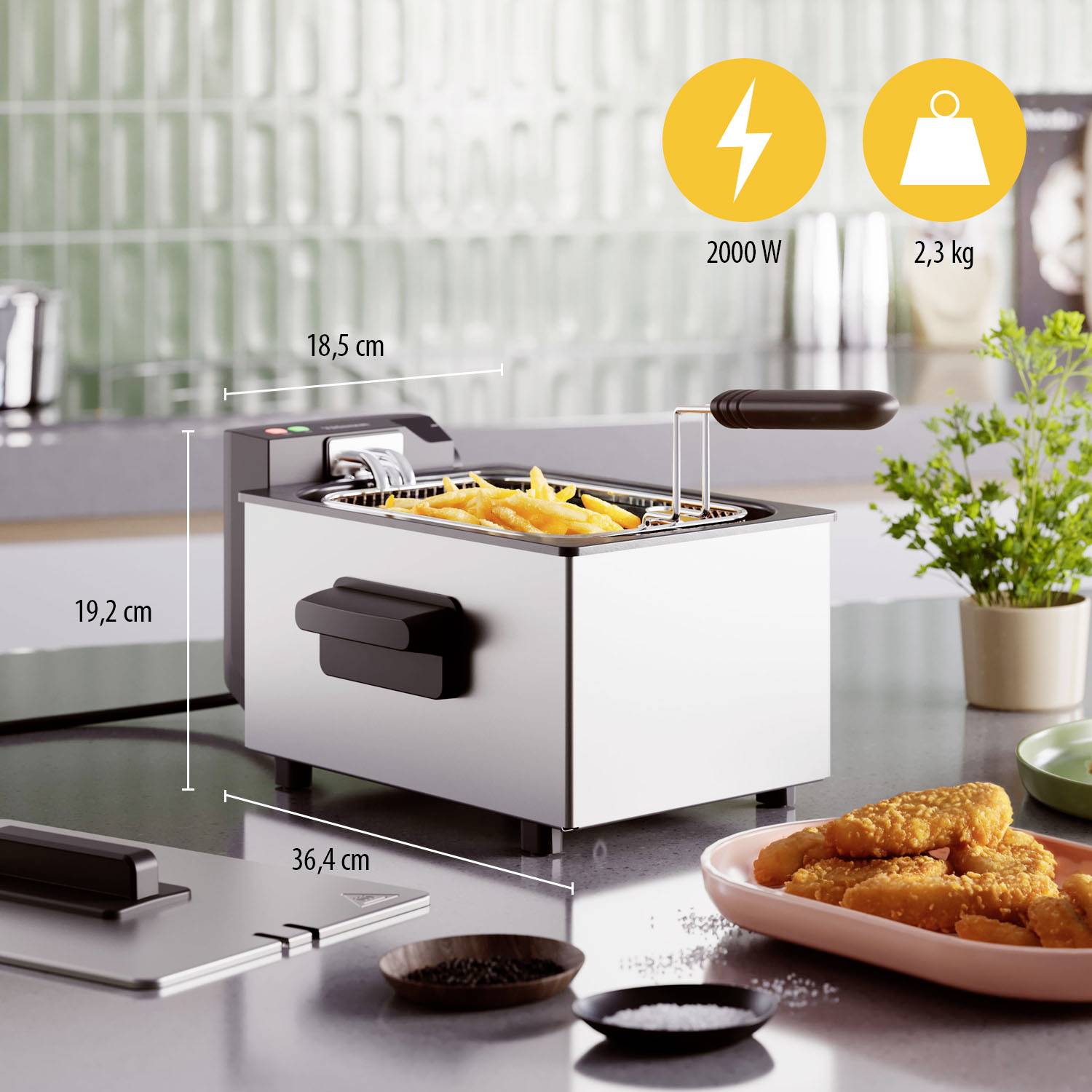 Tristar Friteuse 3 l 2000 W argent, noir