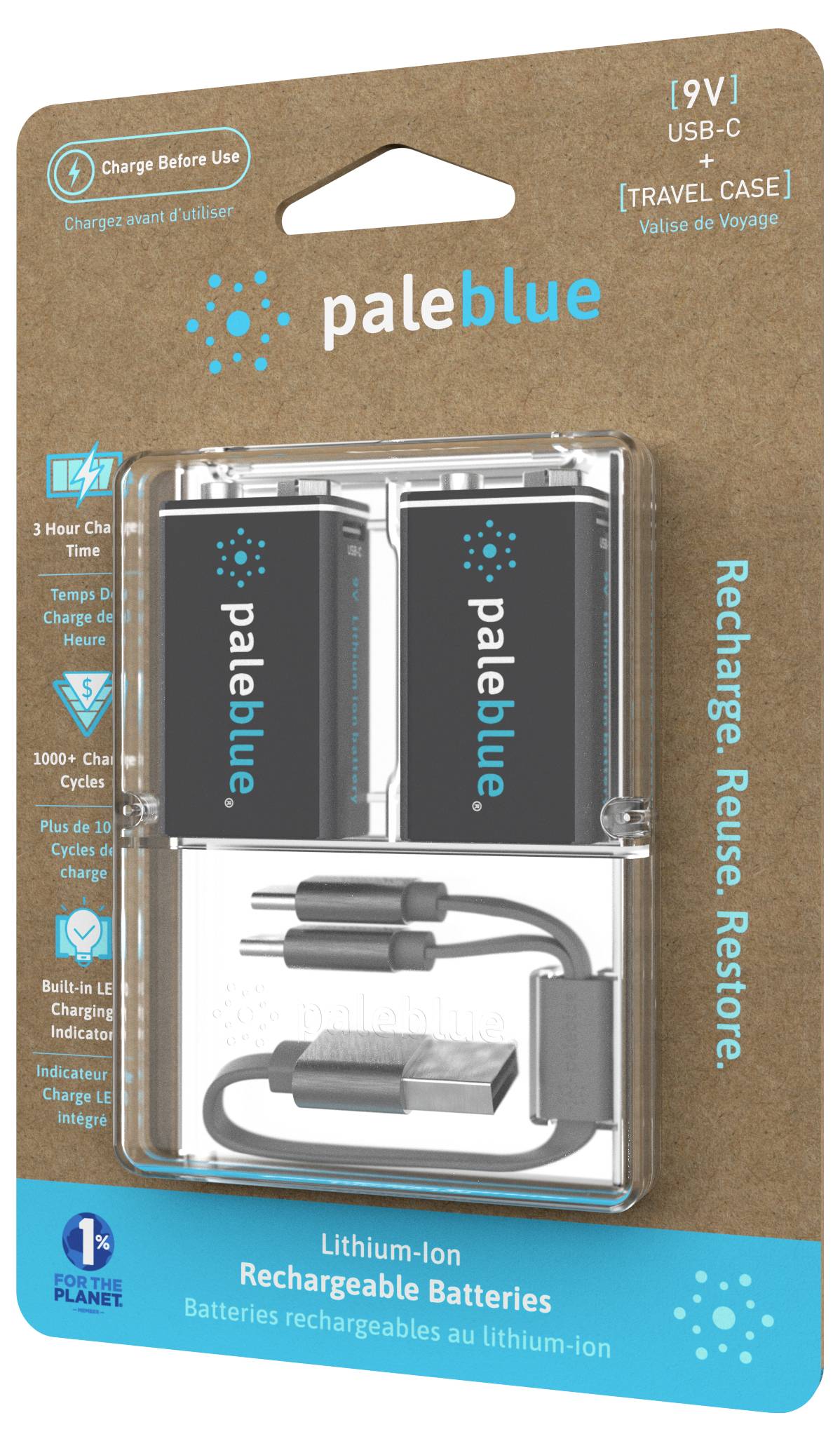 Paleblue Pile rechargeable 6LR61 (9V) Li-Ion 500 9 V 2 pc(s)