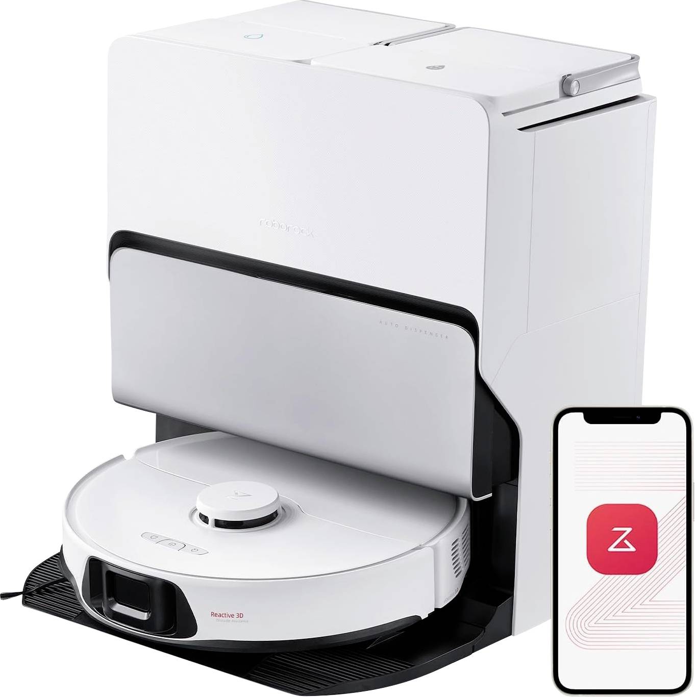 Roborock S8 MaxV Ultra Robot aspirateur et nettoyeur blanc