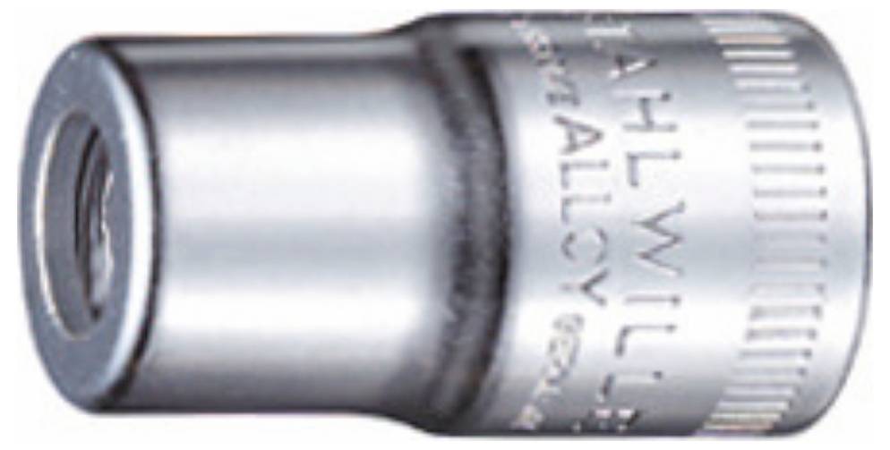Clé métallique cylindrique à surface brillante avec inscription gravée.