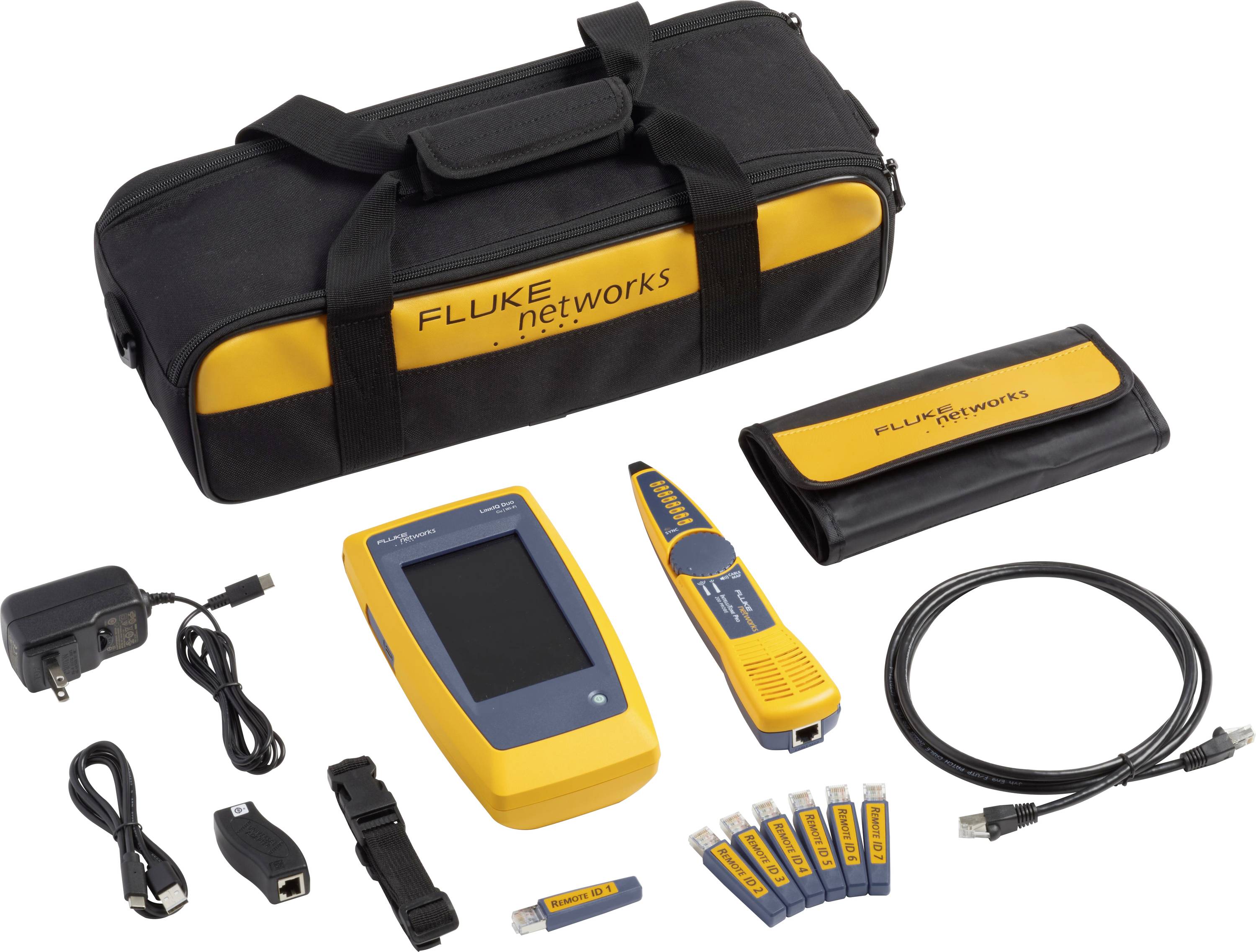 Fluke Networks LIQ-DUO-KIT-H6-EU Testeur de câble, réseau et WiFi Adapté pour (spécifications réseau (CAT)): CAT 4, CAT 5, CAT 5e