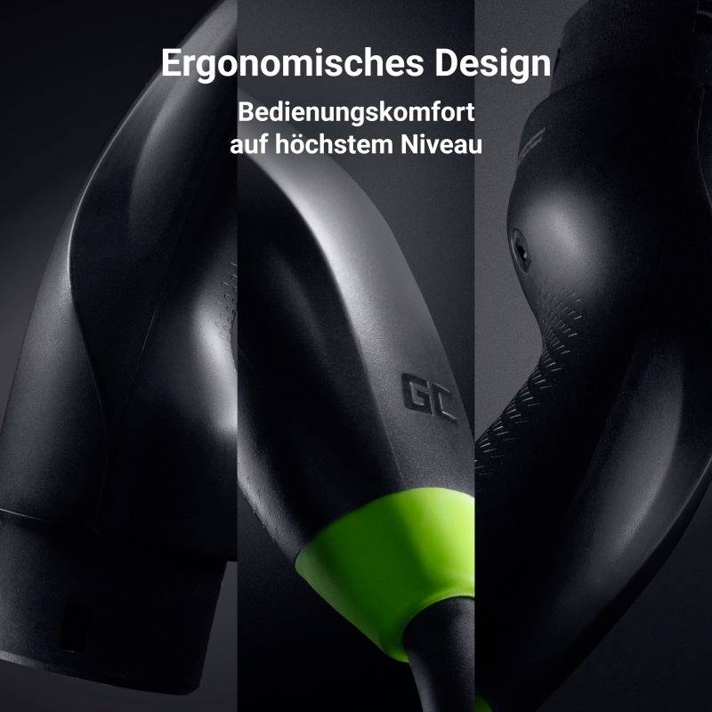 Design ergonomique : Un confort d'utilisation au plus haut niveau.' Présente un gros plan sur une poignée moderne et ergonomique.