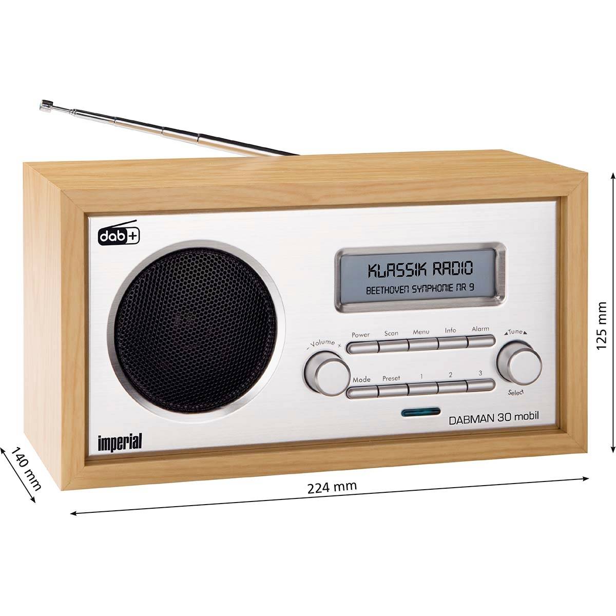 Imperial DABMAN 30 Mobiles DAB+ / FM-Radio Holz Radio sans fil