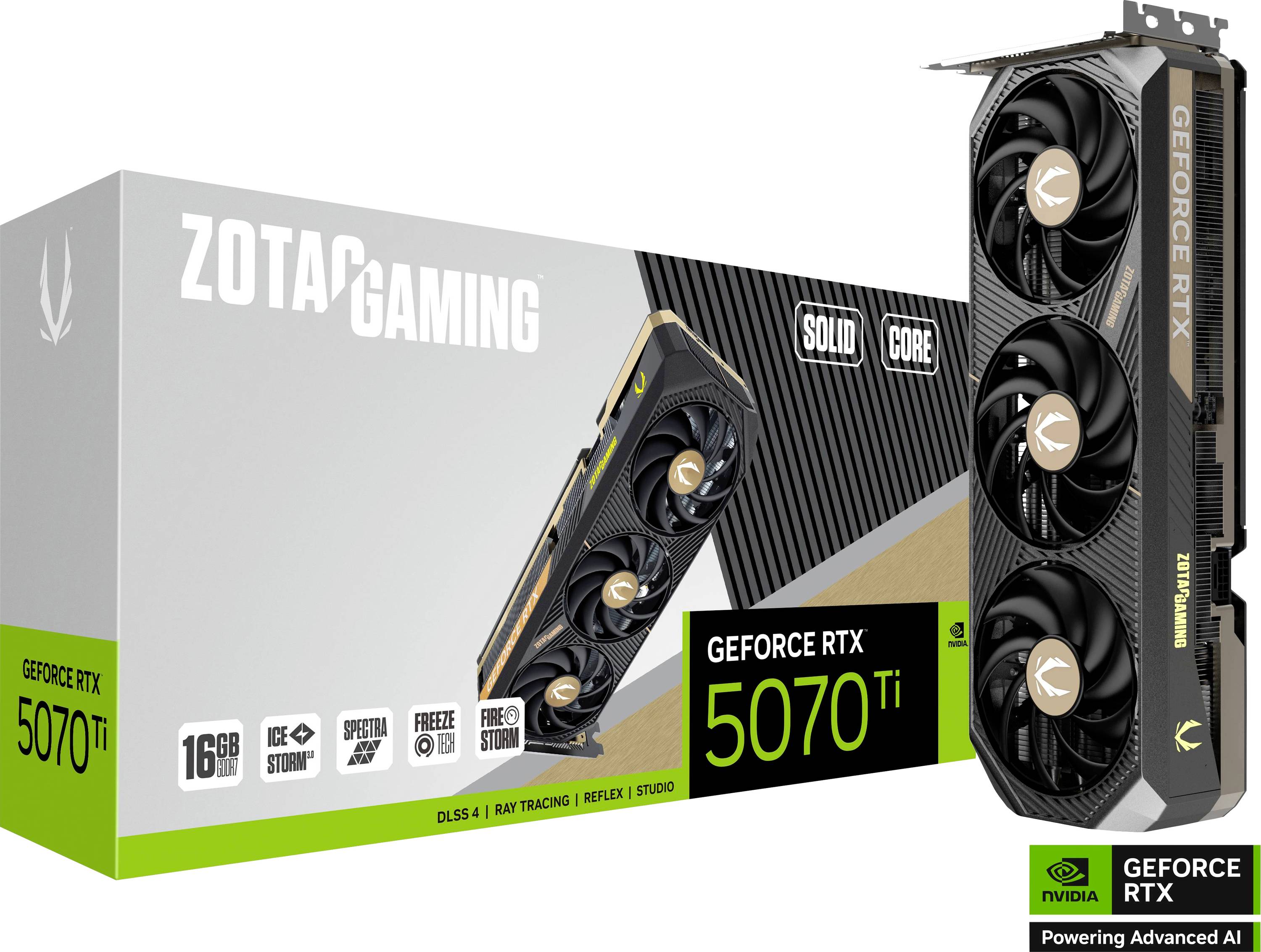 Zotac Carte graphique Nvidia RTX 5070 Ti GeForce RTX 5070 Ti SOLID CORE 16 GB GDDR7 RAM PCIe x16 PCIe 5.0 x16