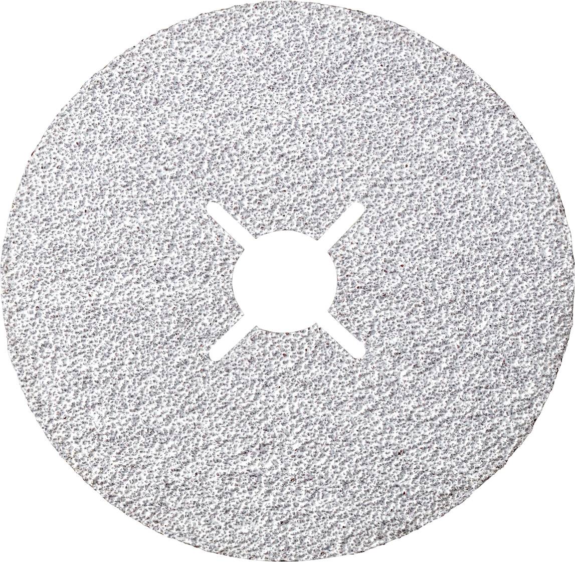 Une meule ronde à grains grossiers avec une fente cruciforme centrale pour la fixation sur un appareil de meulage.