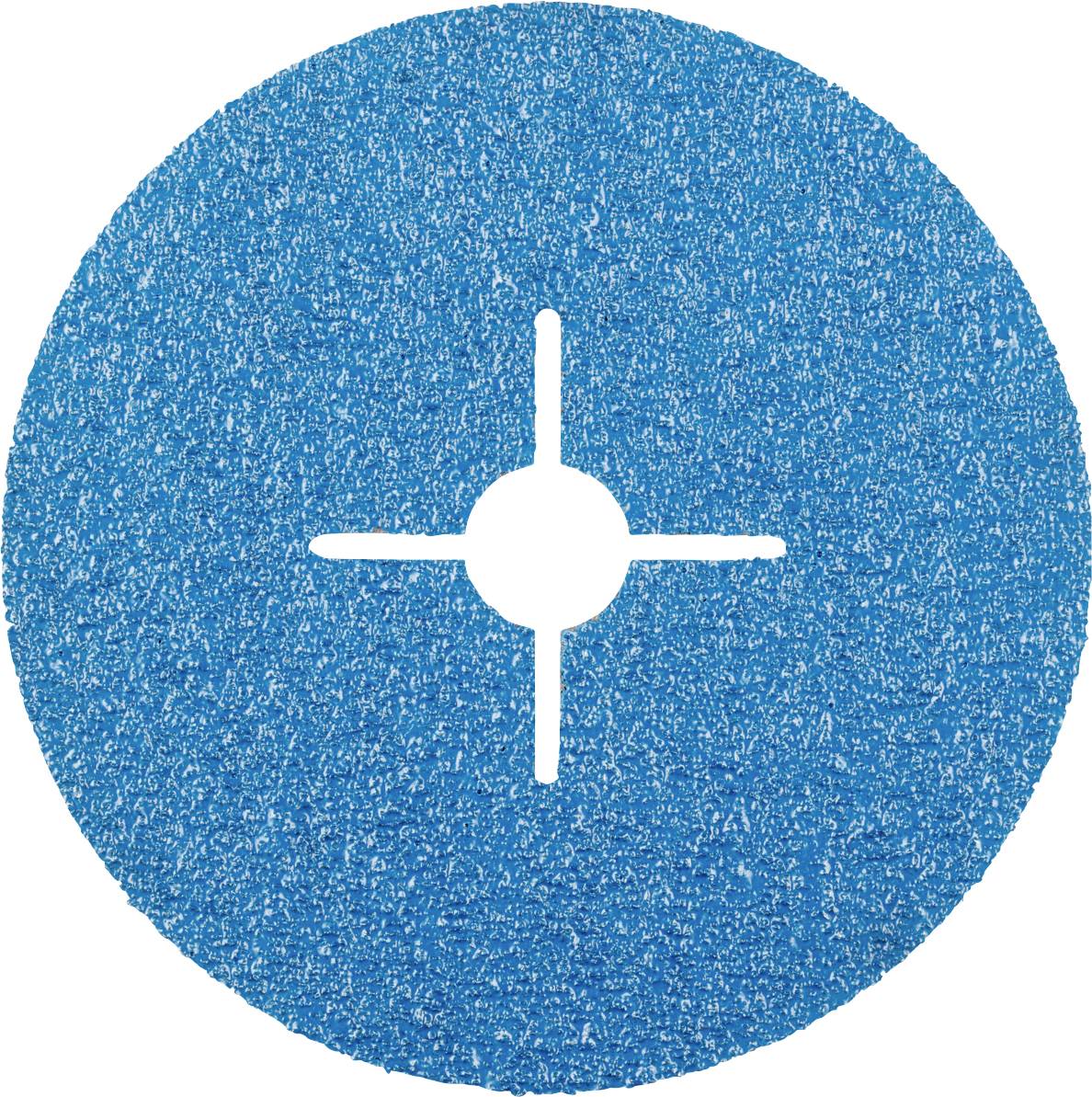 Papier de verre bleu d'un disque avec une fente cruciforme au centre.