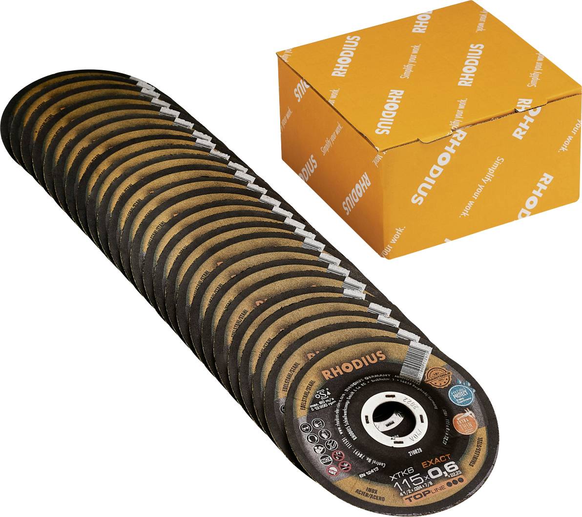 Rhodius 211300 Jeu de disque à tronçonner 115 mm 25 pc(s) acier inoxydable, acier