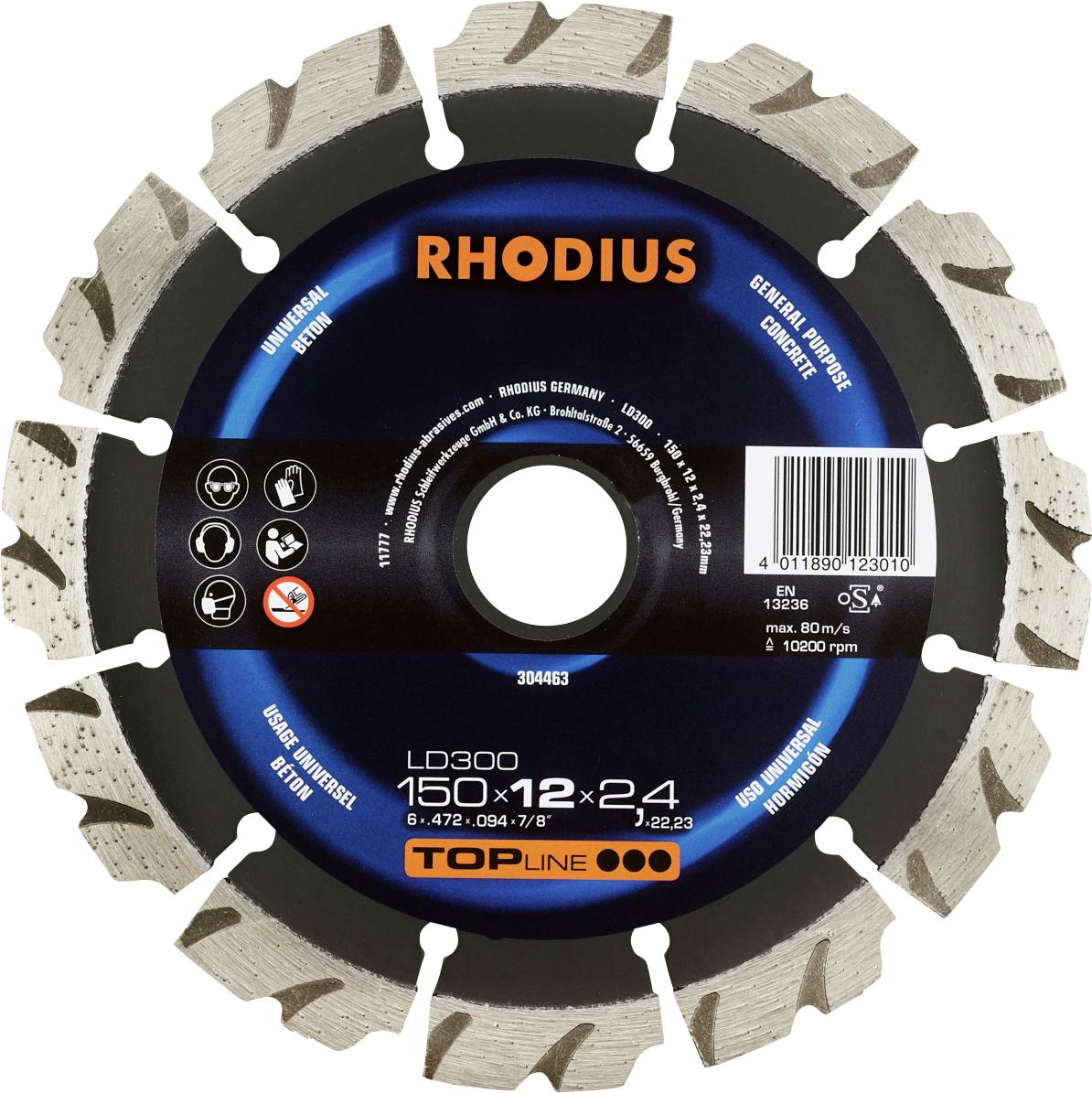 Rhodius 304463 Disque à tronçonner diamanté 150 mm 1 pc(s) Béton