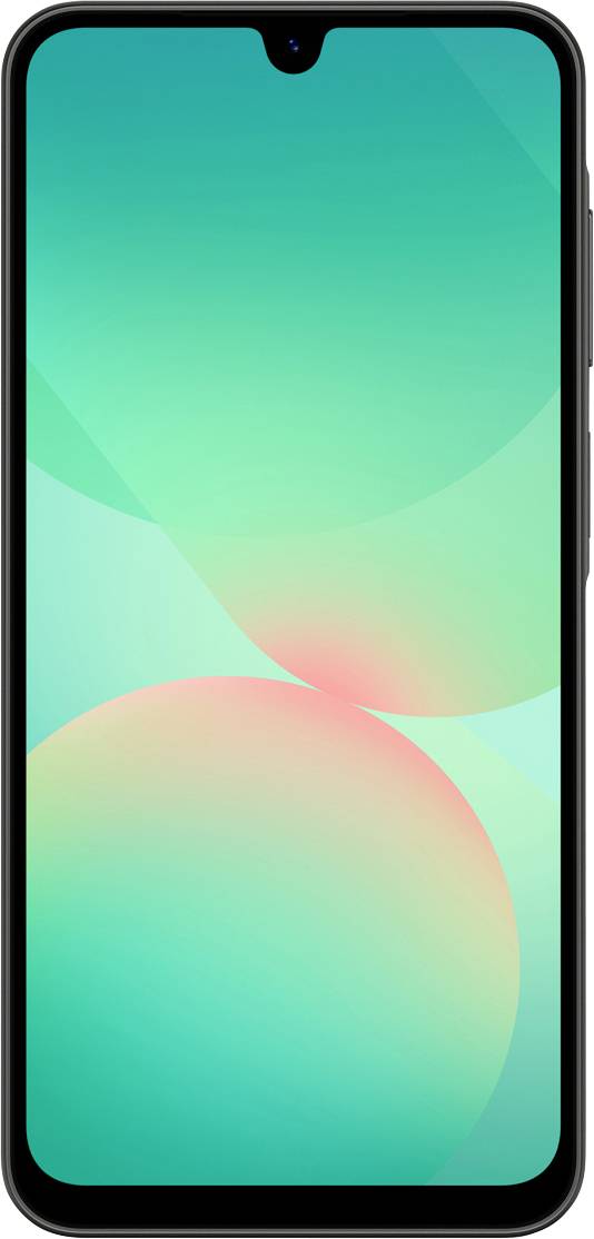 Un smartphone avec un fond d'écran vert et rose.
