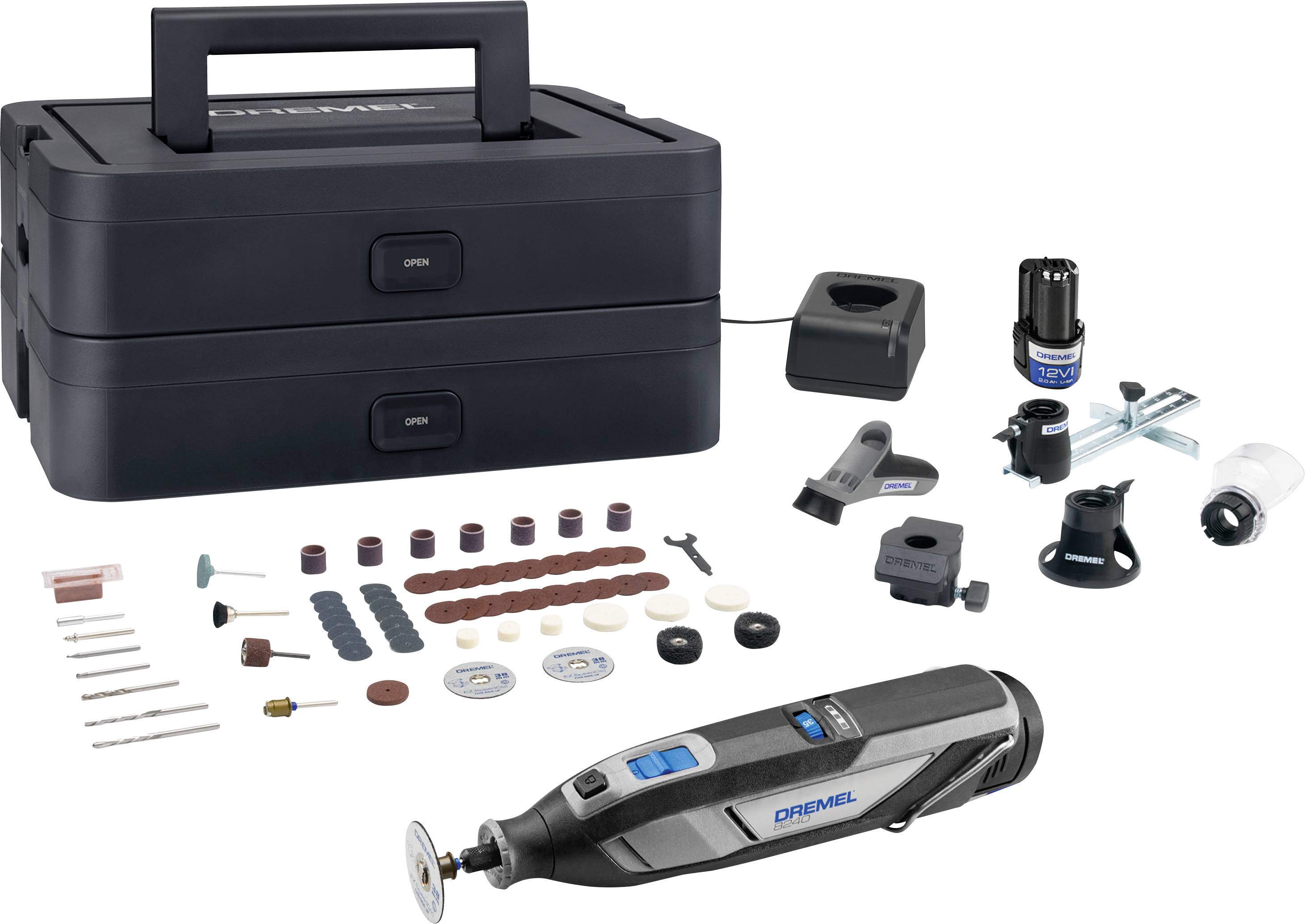 Ensemble d'outils multifonctions avec mallettes de rangement, chargeur, batteries et différents accessoires. Idéal pour les bricoleurs.