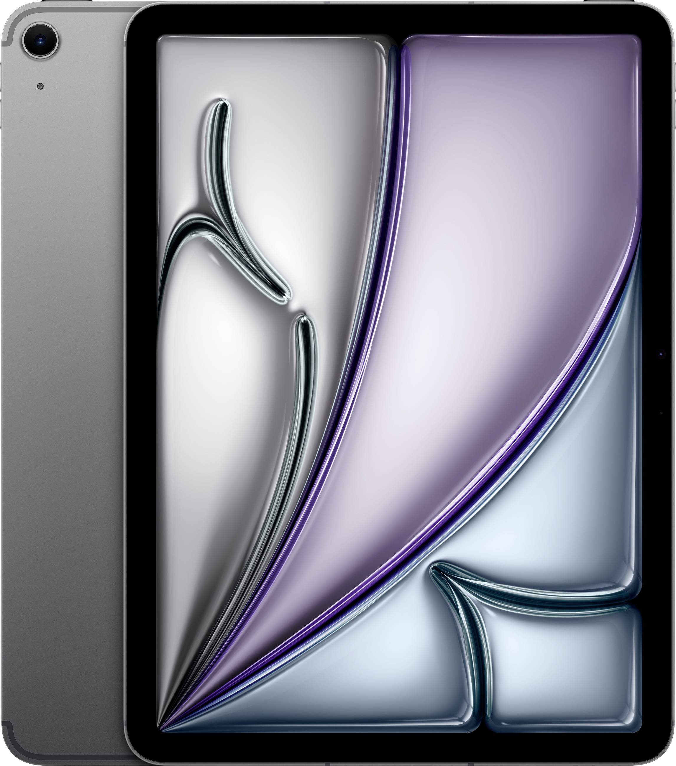 Une tablette avec un écran affichant un design abstrait et artistique, où les formes et les couleurs se fondent les unes dans les autres.